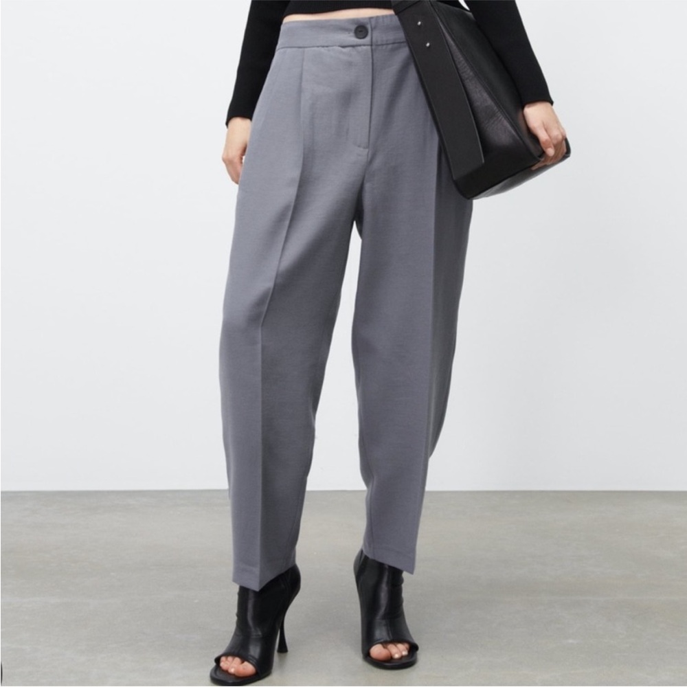 Zara Charcoal Textured Trousers